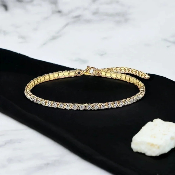 Clear Rhinestone Gold Anklet Bracelet - Picture 3 of 6